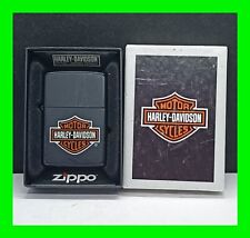Unfired Matte Black And Orange Harley Davidson Zippo Lighter With Box ~ Sealed  picture