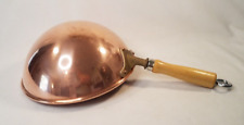 Vintage Copper Whipping Bowl Zabaglione Pot Round Wood Handle 10.25