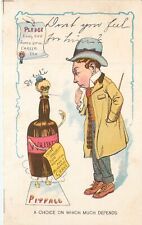 Temperance Postcard Whiskey A Choice Of Pitfall Or Long Life Beckoning Skull picture