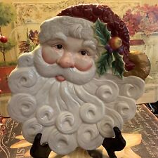 Fitz and Floyd~Essentials~Santa Head Plate~9 3/8”L x 8”W~Handcrafted~FREE SHIP🎄 picture