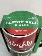 2014 Sleigh Bell Stacking Mugs 13oz 2pc NIB NAUGHTY AND NICE MUGS picture
