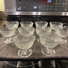MCM 1950s Sherdley Glass Nordic Ice cream Dessert Bowls Set Set Of 10 picture