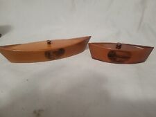     Lot of 2 Rare Antique Mauchline Ware Ink Well Boats 8x2in and 6x2in ca 1880 picture