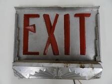 1920s 1930s Cast Iron Art Deco Movie Theater Cinema Hotel Lighted Exit Sign picture