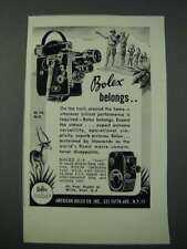 1949 Bolex H-16, H-8 and L-8 Movie Cameras Ad - Bolex Belongs picture