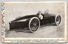 Postcard Frank H Mariott Stanley Steamer World's Fastest Record FL *AS-IS* P6 picture