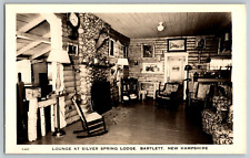 RPPC Vintage Postcard - Bartlett, New Hampshire - Lounge at Silver Spring Lodge picture