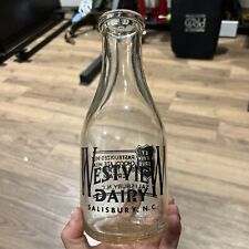 Rare TRPQ Westview Dairy Salisbury North Carolina NC Quart Milk Bottle Pyro picture