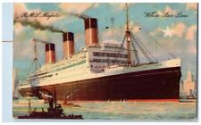 1937 R.M.S Majestic White Star Line Steamer Cruise Ferry Ship Vintage Postcard picture