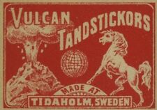 Sweden, VULCAN TANDSTICKORS SAFETY MATCH Color label (8.75x6mm) MINT Unused  picture