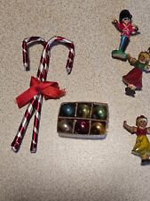 Mixed lot christmas mini balls,2 glass iscicle,3 paper candy canes,3 plastic fig picture