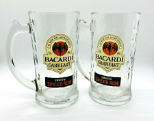 2× Bacardi Oakheart Smooth Rum Beer Stein Mug  Drinking Glass 12 oz 2 Glasses picture