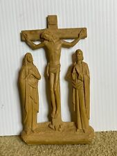 Antique 1960s Mid Century RESIN Crucifixion of Jesus Christ WALL HANGING 7