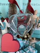 Tiffany&Co RTT Puffy Heart Ornament Clear Crystal Etched Glass Christmas Holiday picture