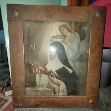 Large Mission Arts & Crafts Hammered Copper Frame & Nun CCVI Lithograph REDUCED picture
