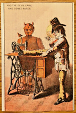 Antique Victorian Trade Card Rare Singer Sewing Machine Devil Tailor Halloween picture