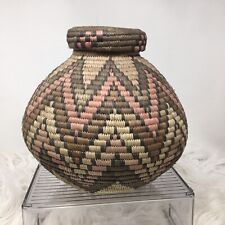 African  Zulu Wedding Woven Basket with Lid.  10