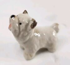 Vintage Miniature Long White Standing Yorkshire Terrier Yorkie Dog Figurine picture