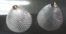 2 Vintage Diamond Ice glass Double Swag Lamp Replacement Shades Brilliant Retro picture