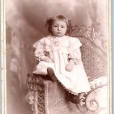 c1880s Reading, PA Adorable Baby Girl Cute Hair Cabinet Card Photo JD Strunk B14 picture
