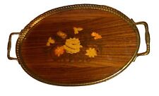 Vintage French Wood inlaid Marquetry Serving tray Nice picture