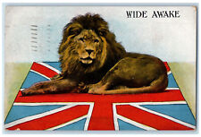 Galt Ontario Canada Postcard Wide Awake Lion UK Flag 1914 Antique Posted picture