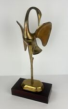 Vintage Brass Sculpture Crane Bird Abstract 17in picture