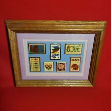 VTG Postage Stamp Collectible Stamps Love Collection Set of 7 Framed and Matted picture