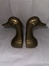Vintage Brass Duck Bookends MCM Book Ends Home Library Books Man Cave Decor picture