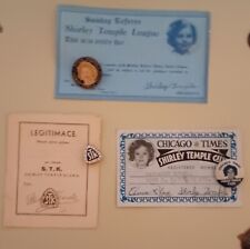 Three (3) Original 1930's Shirley Temple Fan Club Pins And Two Fan Club Cards picture