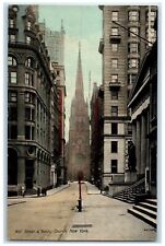 c1910's Wall Street And Trinity Church Scene New York City NY Unposted Postcard picture