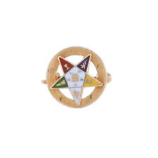 Yellow Gold Order of the Eastern Star Badge - 14k OES Masonic Enamel Pin picture