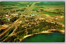 C1950 Aerial View Nevis Lake Belle Taine MN Postcard picture