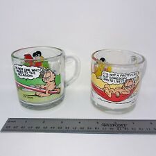 2 Garfield Odie Glass Mugs McDonalds Promo Coffee Cup Anchor Hocking 1978 79 80 picture