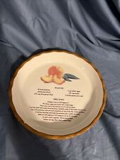 9” Peach Pie Baking Dish-recipe Printed On Dish/Brn Basket Design 2 Small Chips picture