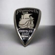 1936 Plymouth Radiator Shell Emblem Badge Curved Chrysler Corp Product 2 Pin 30s picture