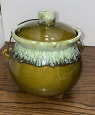 Vintage Hull Pottery Brown Drip Bean Pot Crock with Lid Oven Proof USA  6.5” picture
