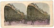 c1890's Colorized Stereoview Card City Street Scene Bank of England London UK picture