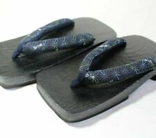 Japanese GETA Black Wooden Footgear Clogs Kimono Sandals Wood Shoes Black Blue picture
