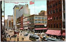 VINTAGE POSTCARD BUSY STATE STREET SCENE FROM JACKSON BOUL MAILED R.P.O. 1908 picture