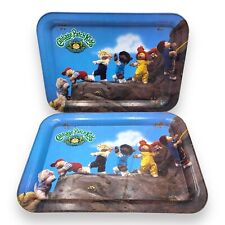 Vintage Cabbage Patch Kids TV Snack Metal Tray with Folding Legs 1985 Lot Of 2 picture