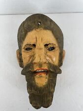 Antique MEXICAN GUERRERO FOLK ART CARVED WOOD BEARDED MAN VTG DANCE MASK picture