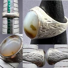 Rare Lovely Old Ancients Sulmany Natural Agate Pure Sliver Ring From Yemeni picture