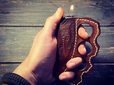 Leather Lighter Case Leather Knuckle With Lighter Bikers Gift picture