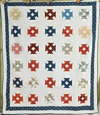 Vintage 1880's Monkey Wrench / Churn Dash Antique Quilt ~Gorgeous 19th c. Fabric picture