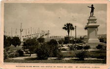 Matanzas River Bridge, Statue of Ponce de Leon, St. Augustine, Postcard picture