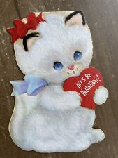 Vintage 1960s HALLMARK Flocked Shy Kitty Valentine’s Day Card picture