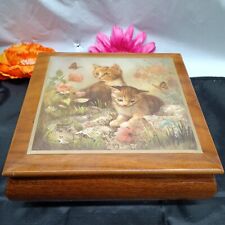 Rare Rosewood Ercolano Music Box Kitten Frolic  Brenda Burke Memory's Song Works picture