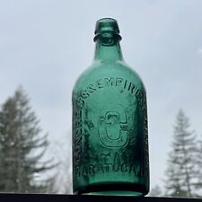 Congress & Empire Spring Co Saratoga NY Emerald Green Water Bottle Whittled picture