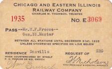 1935 C&EI Chicago & Eastern Illinois Railroad pass picture